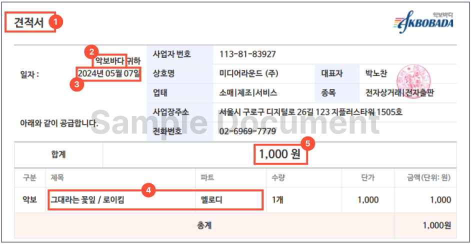 장바구니에서 선택 샘플